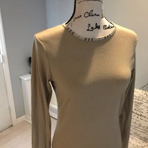 Vintage Authentic Burberry Hampton Beach Beige Long Sleeve Shirt - Women Sz Sm